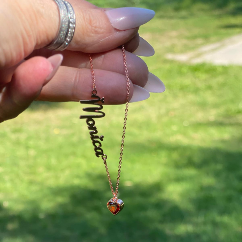 Collezione IN.CISO  ✔ LUCE   Collana con Nome Inciso e Pietra del Mese