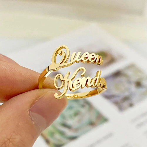 Collezione IN.CISO  ✔ DUETTO Anello personalizzato con due nomi in acciaio inossidabile placcato oro 18k, simbolo di legami indissolubili