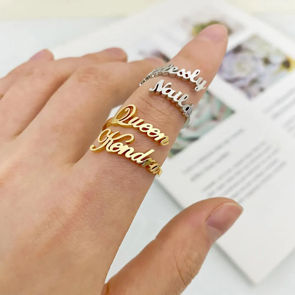 Collezione IN.CISO  ✔ DUETTO Anello personalizzato con due nomi in acciaio inossidabile placcato oro 18k, simbolo di legami indissolubili