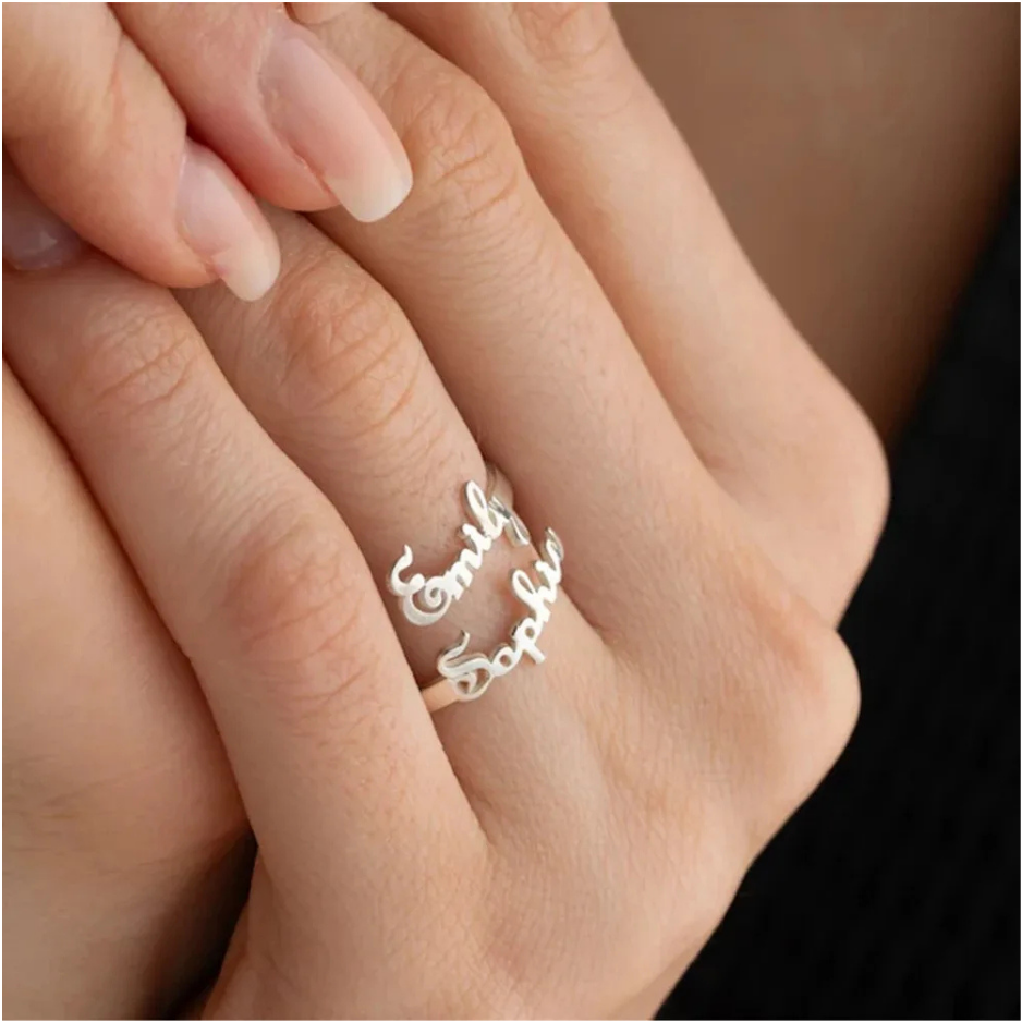 Collezione IN.CISO  ✔ DUETTO Anello personalizzato con due nomi in acciaio inossidabile placcato oro 18k, simbolo di legami indissolubili
