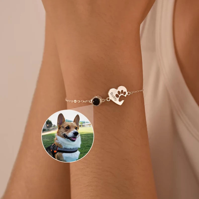 Collezione IN.CISO  ✔ Pet Amour  Bracelet personalizzato con nome e zampa, che proietta la tua foto
