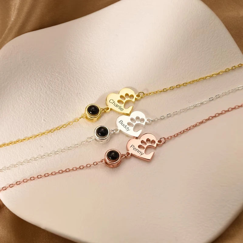 Collezione IN.CISO  ✔ Pet Amour  Bracelet personalizzato con nome e zampa, che proietta la tua foto