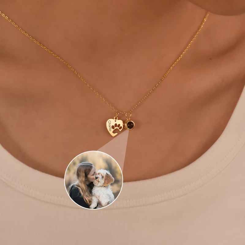 Collezione IN.CISO   ✔ Pet Amour  Collana personalizzata con nome e zampa, che proietta la tua foto