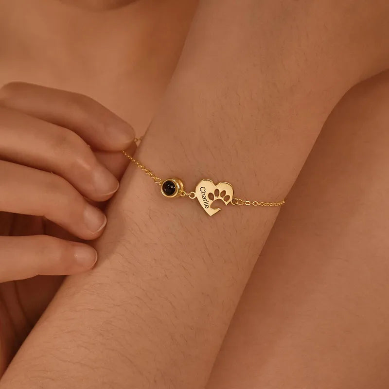 Collezione IN.CISO  ✔ Pet Amour  Bracelet personalizzato con nome e zampa, che proietta la tua foto