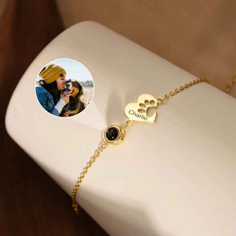Collezione IN.CISO  ✔ Pet Amour  Bracelet personalizzato con nome e zampa, che proietta la tua foto