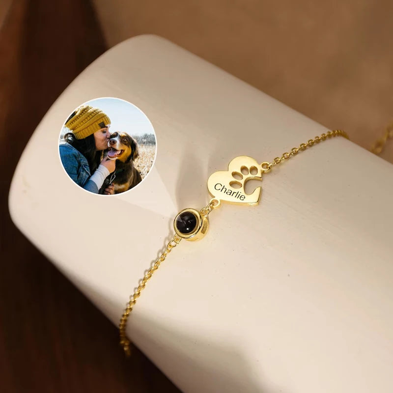 Collezione IN.CISO  ✔ Pet Amour  Bracelet personalizzato con nome e zampa, che proietta la tua foto