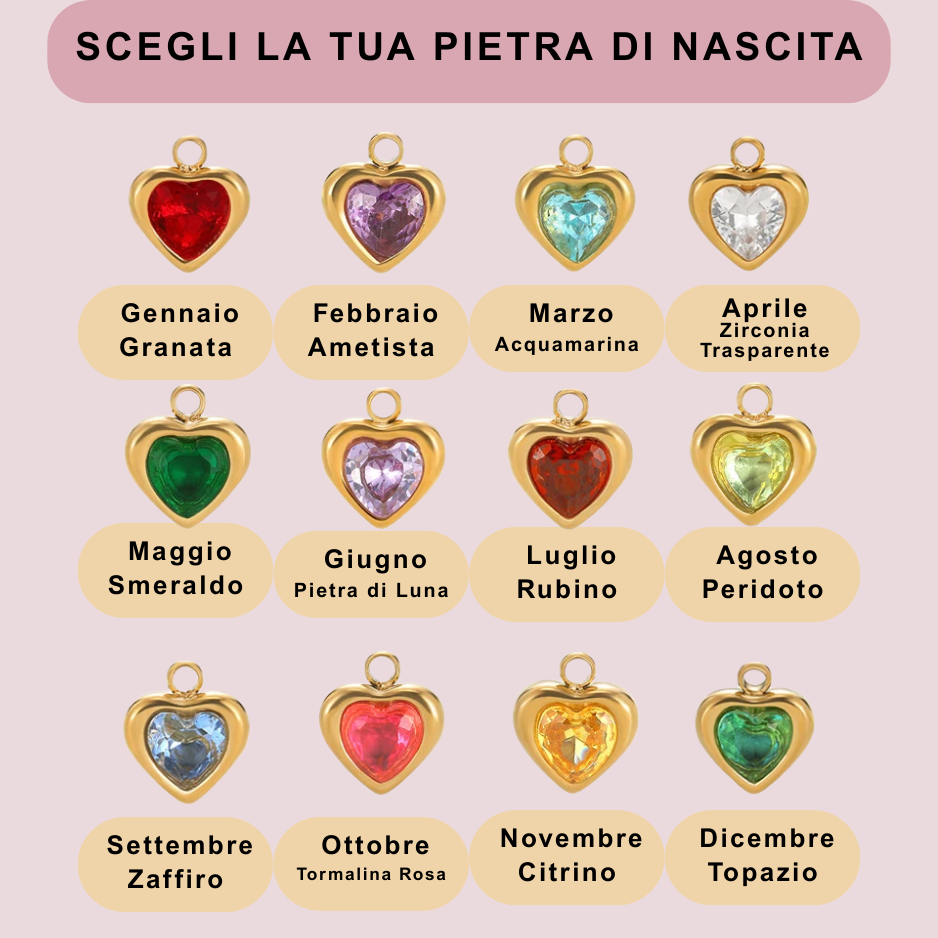 Collezione IN.CISO  ✔ LUCE   Collana con Nome Inciso e Pietra del Mese