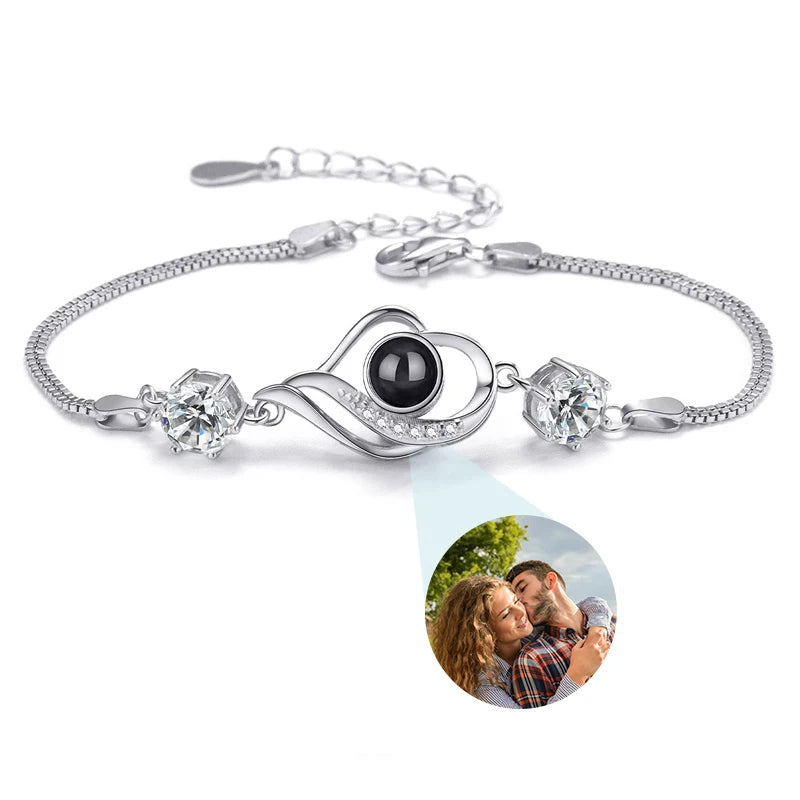 Collezione IN.CISO  ✔ Ricordo Prezioso Bracelet personalizzato con cuore e zirconi, che proietta la tua foto