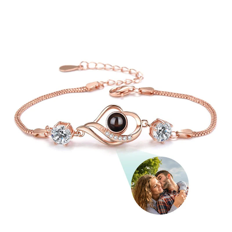 Collezione IN.CISO  ✔ Ricordo Prezioso Bracelet personalizzato con cuore e zirconi, che proietta la tua foto